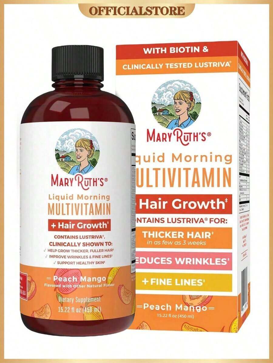 Liquid Multivitamin For Women – Hair Growth, Skin, And Energy Support – Biotin 10,000mcg, B-Complex, Vitamin D & C – Peach Mango Flavor – 30 Fl Oz - 1瓶 - 查看 1