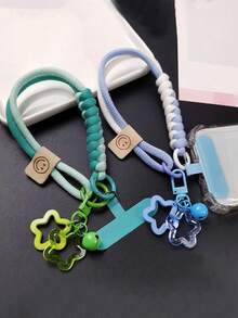 二合一可调节斜挎手机挂绳，结实耐用，简约时尚男女通用相机串珠挂绳，撞色设计，长款和短款可选，带胸垫 - 彩色 - 查看 6