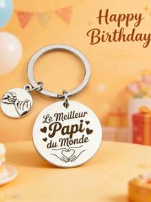 爷爷的礼物，爷爷节礼物，爷爷钥匙扣，不锈钢原创钥匙扣，爷爷生日和圣诞节礼物。标语：休闲，派对，可爱，优雅，街头，锌合金，派对 - 銀色 - 查看 4