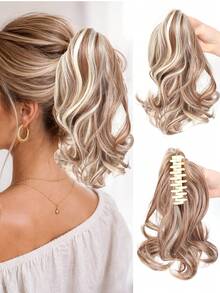 10 Inch Clip-In Short Curly Wavy Synthetic Hair Extension Ponytail, Elegant Style, Suitable For Women's Daily Wear And Party - Multicolor - View 12