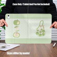 Book Slot Tablet Protective Case, Pencil Slot, Anti-Drop, Slim Full Protection, Precise Cutouts. Classic Black With White Polka Dots Pattern. Fresh Light Green Plaid And Polka Dots Background. Suitable For IPad Mini 4/5/6, 9.7/10.2/10.5/10.9/11/12.9/13 Inch, Pro/Air 4/5/6/7, 10th/11th Gen, And Galaxy Tab A7Lite/A8/A9/A9Plus/S6Lite/S7/S8/S9/S10/S11/FE/Plus Series. - Multicolor - View 8