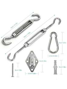 5-Inch Outdoor Shade Sail Hardware Kit, 304 Stainless Steel Tensioner And Bracket, Suitable For Triangle/Rectangle Shade Sails, Outdoor Patio Gazebo Garden, Heavy Duty Canopy Connector Set - Multicolor - View 6