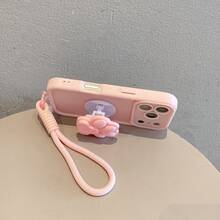 Shockproof Protective Phone Case With Faux Pearl Decor & Wrist Strap, Compatible With IPhone 17/16/15 Series, Galaxy A/S Series, Note 13/14 Pro Max,International Version, Not The Domestic Version - Pink + Cat Paw Holder + Rope - View 3