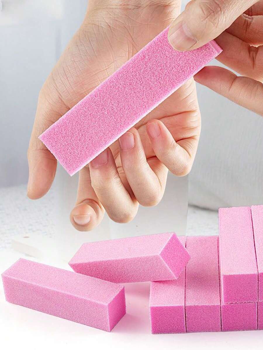 Bộ 20 miếng mài móng, độ nhám trung bình/mịn 100/180, thích hợp cho móng acrylic, sơn gel, bộ dụng cụ mài móng tay và móng chân chuyên nghiệp 3 trong 1. - Hồng - Xem 1