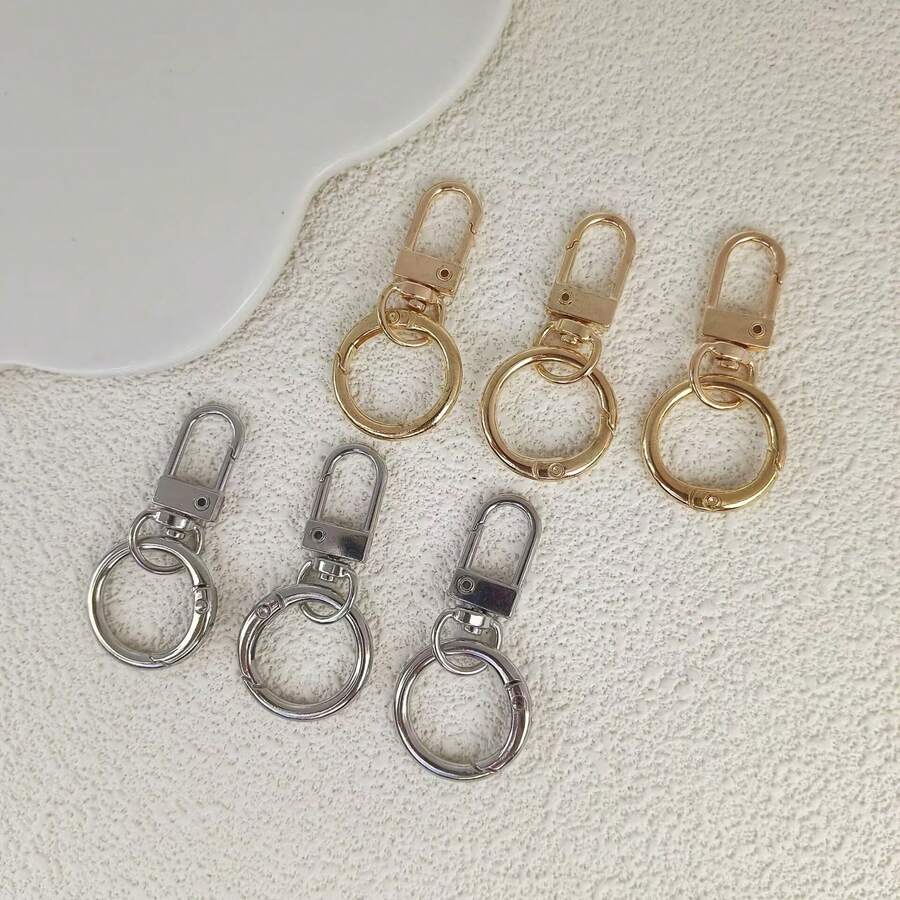 6 件装多色锌合金钥匙扣,简约个性化钥匙链,多功能弹簧扣钥匙扣配件 - 彩色 - 查看 1