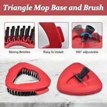 Spin Mop Handle Replacement For Ocedar Mop Heads Replacements Compatible With O-Cedar EasyWring 1-Tank System Include 4-Section Handle 2 Replace Heads 1 Scrub Brush 1 Base For O Cedar Spin Mops - Red - 查看 6