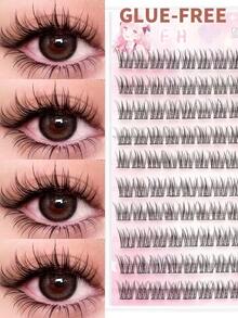 120pcs Glue-Free Mink Eyelashes, Natural Wispy Fishbone Segmented Lashes, C Curl Individual Lashes, High Volume Set Suitable For Beginners - C - View 1