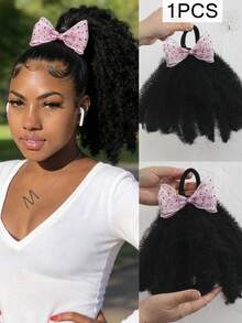 1 búi tóc giả kiểu Afro bồng bềnh 8 inch, tóc mềm mại, chất lượng cao, tóc giả tổng hợp Marley Kinky Fluffy với thiết kế co giãn, dành cho nữ. - Màu đen tự nhiên - Xem 11