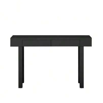 Snyggt konsolbord med lådor och grenuttag för entrén, skänk med rutmönster och justerbara fötter, smalt bord för hallen eller vardagsrummet (vitt)