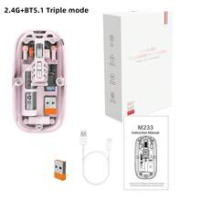 Ratón inalámbrico transparente M233 de 3 modos, 2.4G inalámbrico y BT5.1, batería recargable de 500mAh, silencioso - Ver 12