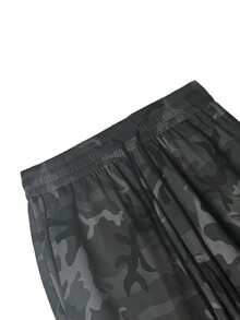 男士时尚迷彩工装裤，户外休闲阔腿裤，个性化迷彩印花宽松街头服饰 - 深灰色 - 查看 6