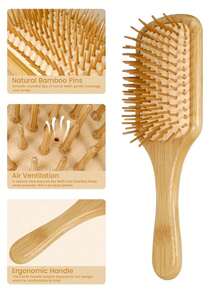 1 Pc Large Air Cushion Bamboo Comb With Box,Bamboo Paddle Hair Brush With Handle, Natural Bamboo Comb ,Paddle Detangling Hairbrush, Suit For Women Men And Kids ,Portable Detangler Haircomb For Massaging Scalp,Thin/Curly/Dry Hair,Brush,Hair Brushes,Edge Brush,Brush Hair,Hair Comb,Comb Hair,Detangling Brush,Ball Brush,Mini Hair Brush,Hair Brush Set,Wooden Comb,Hair Brush, Brush, Comb, Slick Back Brush, Hairbrush, Edge Brush, Brush Hair, Hair Comb, Hair Brush Set, Comb Hair, Mini Hair Brush, Detangling Brush, Hair Brushes, Hair Products, Hair Tools, Hair Stuff, Hair Care, Curly Hair Brush, Barber, Barber Accessories, Hairdressing Equipment,Travel Essentials,Hairstyle,Hairdressing - 杏色 - 查看 4