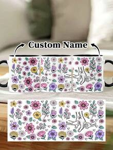 1pc 11oz/15oz Custom Mother's Day Name Mug, Personalized Coffee Cup With Printed Name. The Wrap-Around Pattern On The Mug Can Be Customized With Up To 8 Children Holding Their Mother's Hand. This Mother-Themed Mug With Floral Elements Is An Ideal Gift For Mom And A Unique, Thoughtful Present - 款式9 - 查看 87