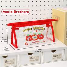 Hộp đựng bút hình quả táo trong suốt, túi đựng văn phòng phẩm chống thấm nước dung tích lớn dễ thương, túi đựng đồ dùng học tập cho học sinh, túi đựng bút hình hoạt hình. - hộp đựng bút Apple Pencil - Xem 3