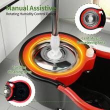 Conjunto de cubo de fregona con sistema de fregona giratoria de 360° con 3 cabezales de fregona de hilo dividido y cubo autolimpiante - 1 juego - Ver 7