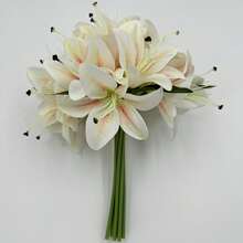 6/1pc Champagne Artificial Lily Flower, Lifelike Floral Decor Suitable For Home Decor, Bouquets, Home Decoration, DIY Wedding Bride Gift, Birthday Party Supplies, Tabletop Decor, Yard Decor, Wedding Decoration, Bouquets, Fake Flowers, Back To School Decor - Champagne - View 9