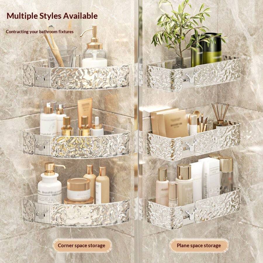 No Drill Bathroom Wall Mounted Storage Box, Thick Plastic Facial Tissue Towel Toilet Organizer Rack