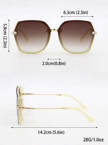1pc Women's Square Fashion Sunglasses, UV Protection, Gradient Jelly Color, Metal Temples With Rhinestone Embellishment, Retro Style Suitable For Summer, Beach, Travel, Outfit, Vacation - Ombre - View 5