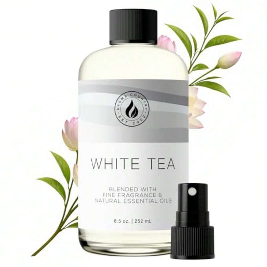 Aroma Country White Tea Diffuser Oil - Luxury Essential Oils for Diffuser Refill and Air Freshener Room Spray Long-Lasting Natural Home Fragrance and Hotel Scent for Diffusers and Machines 8.5 Fl Oz - Té blanco - Ver 1