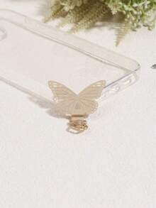 360°旋转超薄0.2mm手机垫，复古蝴蝶图案，304不锈钢手机夹，手机挂绳配件，单扣垫，超薄防丢背贴，坚固连接垫，单耳耳机夹，通用腕带金属垫贴片夹 - 彩色 - 查看 12