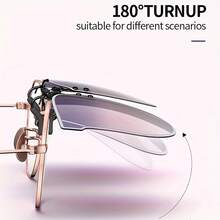 Polarized Lenses Can Be Clipped Onto The Outside Of Stylish Glasses, Unisex Design, Clip-On  Suitable For Driving And Parties, Ideal For Daily Wear And As A Photo Prop, Also A Perfect Gift For Birthdays, Valentine's Day, And Christmas. - 黑色的 - 查看 5