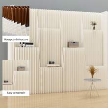 Multifunctional Foldable Kraft Paper Screen Divider With Storage Shelf, Portable, Versatile In Design, Easy To Store, Perfect For Living Room, Office, Shopping Mall, Beauty Salon And Other Places. - White - View 6