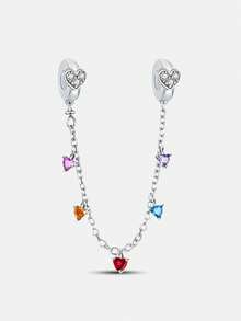 1pc 925 Sterling Silver Multi-Color Decorative Safety Chain, Suitable For DIY Bracelet Jewelry For Women - Silver - View 18