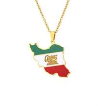 1pc 18K Gold Plated Stainless Steel Map Pendant Necklace, Fashionable & Versatile, Suitable For Women - Multicolor - View 5
