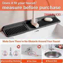 硅胶水龙头防溅罩，水龙头防滑垫，加长硅胶水槽垫，适用于厨房、浴室、洗衣房、农舍、酒吧和房车 - 彩色 - 查看 4