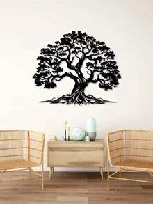 Vintage Tree Of Life Metal Wall Decor - Nature Inspired Original Metal Art, Farmhouse Style Living Room Wall Decor, Indoor Outdoor Nature Theme, Wall Mounted, Home Decor, Room Decor, Birthday Graduation Gift - 黑色 - 查看 3