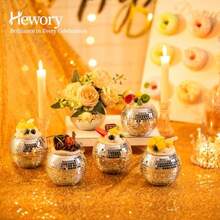 Disco Ball Vases For Table Centerpieces - 12pcs Sier Mirror Glass Planters Flower Pot Containers Bulk Disco Balls Bowl Candle Holders For Wedding Bridal Shower Birthday Events Party Decor - Silver - View 4