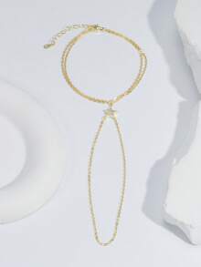 1 chiếc vòng tay mặt dây chuyền hình trái tim và giọt nước đính đá Zirconia siêu nhỏ tối giản, thích hợp đeo hàng ngày và làm quà tặng dịp lễ cho phụ nữ. - Nhiều màu - View 8