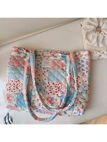 Túi đựng mỹ phẩm, túi vệ sinh cá nhân, túi xách cỡ lớn, túi cho mẹ và bé, phong cách retro nhỏ nhắn, họa tiết hoa, có lớp đệm. - Nhiều màu - Xem 1