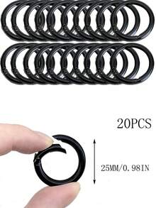 20 piezas de anillas metálicas de primavera plateadas, abrazaderas redondas abiertas, hallazgos para manualidades y joyería - Plateado - Ver 9