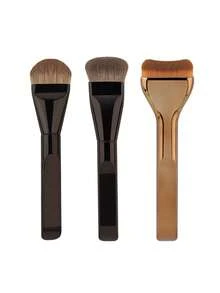3pcs Ultra-Thin Foundation Brush Set, Premium Makeup Tools Gift, Suitable For Liquid Cream Cosmetics, High-End Beauty Brushes - Multicolor - View 12