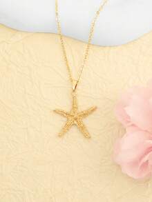 1pc Elegant Starfish Necklace, Classic Gentle Minimalist Versatile Refined Fashion Jewelry - one-size - View 5