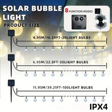 100 LED String 39.37ft Outdoor Waterproof Solar-Powered Crystal Ball Decorative Lights For Garden,Patio,Yard,Home,Chrismas Tree,Parties,Warm White, 39.37feet - Solar Bubble Ball - View 6