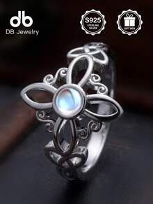 1 chiếc nhẫn nút thắt phù thủy bằng bạc Sterling S925, trang sức dành cho nữ, thích hợp để trang trí hàng ngày, trang trí lễ Phục sinh, trang trí lễ hội âm nhạc, quà tặng lễ Phục sinh, quà tặng Giáng sinh, quà tặng đám cưới, đi kèm hộp quà - Nút thắt phù thủy đá mặt trăng - Xem 5