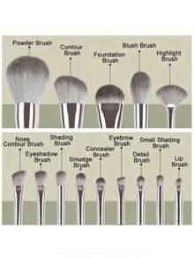 Bộ cọ trang điểm 14 món, mềm mại và bông xốp, bao gồm cọ đánh kem nền, phấn mắt, phấn má hồng, phù hợp cho người mới bắt đầu và chuyên nghiệp. Bộ sản phẩm bao gồm cọ trang điểm, bộ dụng cụ trang điểm, đầy đủ dụng cụ trang điểm, bộ cọ trang điểm, hộp quà tặng trang điểm. - Bạc - Xem 2