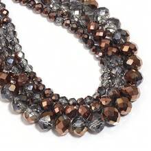 1pc Faceted Abacus Bead Crystal Flat Bead Multi-Color Loose Beads, Fashionable Colorful Cute Electroplated Versatile Craft DIY Beads For Bracelets, Necklaces, Jewelry Making, Phone Straps, Keychains - Transparent Semi-electroplated Brown - View 6