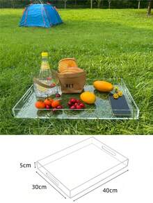 1pc Acrylic Tray, Luxury Transparent Fruit Plate, Hotel & Home Use Storage Tray For Cosmetics, 20cm/30cm/35cm/40cm Thick Transparent Rectangular Acrylic Tray, Plastic Cutlery Holder For Tea Cups And Water Glasses, Simple Style Suitable For Hotel, Living Room, Dining Room, Kitchen, Transparent/Black Acrylic Storage Tray - Transparent - View 9