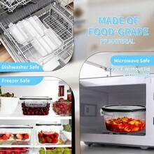 Refrigerator Storage Box, Fruit Fresh-Keeping Container, Large Capacity  Container, Airtight & Leak-Proof, Freezer , Microwave , Heat Resistant Up To 120°C Without Deformation - 24件套裝 - 查看 9