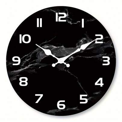 1 Piece 10inch, Modern Minimalist Black Marble Texture Wooden Wall Clock - Silent, Used For Living Room, Kitchen, Bedroom Decoration, Home Art Decoration, Kitchen And Office Decoration, Birthday, Valentine's Day, Christmas And New Year Decorations (AA Batteries Not Included),Holiday Decor,Wall Deocr,House Deocr,Home Essentials,Picks