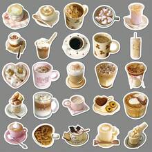 50 miếng dán hình cà phê, dễ thương, đa năng, thích hợp cho sổ lưu niệm, tự làm ốp điện thoại, trang trí hộp bút, sổ tay, và các loại nhãn dán trang trí khác. - cà phê - Xem 4
