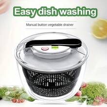 1pc, 3L Capacity Kitchen Gadget Set, Includes Fruit Filter, Vegetable Washer & Dryer, Salad Spinner, Fruit Basket, Fruit Skimmer, Lettuce Dryer, Strainer, Drying Rack, Kitchen Tools, Practical Kitchen Utensils, Easy One-Hand Press Cover - 3L - View 8