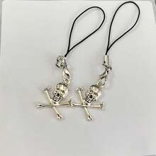 1 chiếc móc khóa điện thoại hình đầu lâu độc đáo, phù hợp với điện thoại thông minh, cũng có thể dùng để treo USB, tai nghe, túi xách. - Bạc - Xem 4