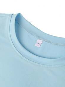 女士夏季圆领短袖T恤，印有“猫咪打盹”英文字母，适合夏季、海滩、街头、日常、工作、办公室派对、郊游、嘉年华、音乐节、情人节、聚会等场合。时尚的千禧年风格女式上衣，女士度假装扮。优雅的办公室着装、可爱上衣、女士假日装扮、约会之夜连衣裙、优雅女士上衣、夏季休闲装、女士度假服饰。 - 淺藍 - 查看 7