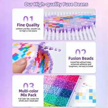 48/72/96/120 Colors Pearl Bead Set 2.6mm Mini Fused Beads Craft Tool Kit, Multiple Tools Suitable For Beginners Adults Relaxation Art Projects, Handmade Decorations Indoor Decor Fused Bead Materials - Perler Bead Set - View 5