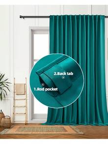 Bộ 1 hoặc 2 tấm rèm cửa có thể điều chỉnh kích thước, rèm cản sáng, rèm cách nhiệt màu trơn cho phòng khách, văn phòng, phòng ngủ. - màu đen than - Xem 20