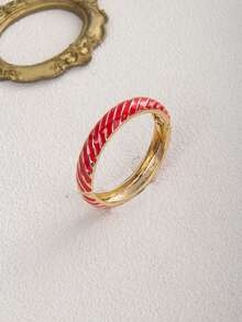 一款欧美风格的INS几何图案宽版红色珐琅开口弹力手链，用途广泛，适合日常佩戴、聚会和度假。 - 紅色 - 查看 8